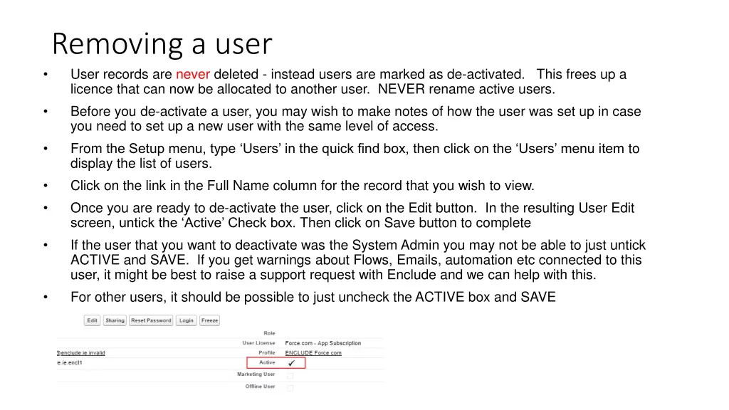 removing a user user records are never deleted