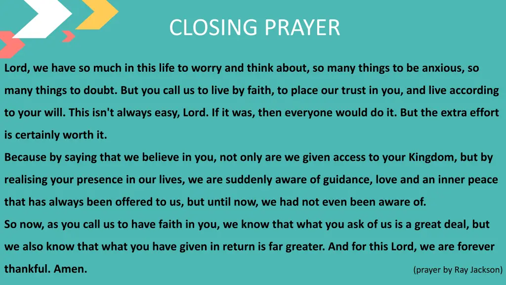 closing prayer