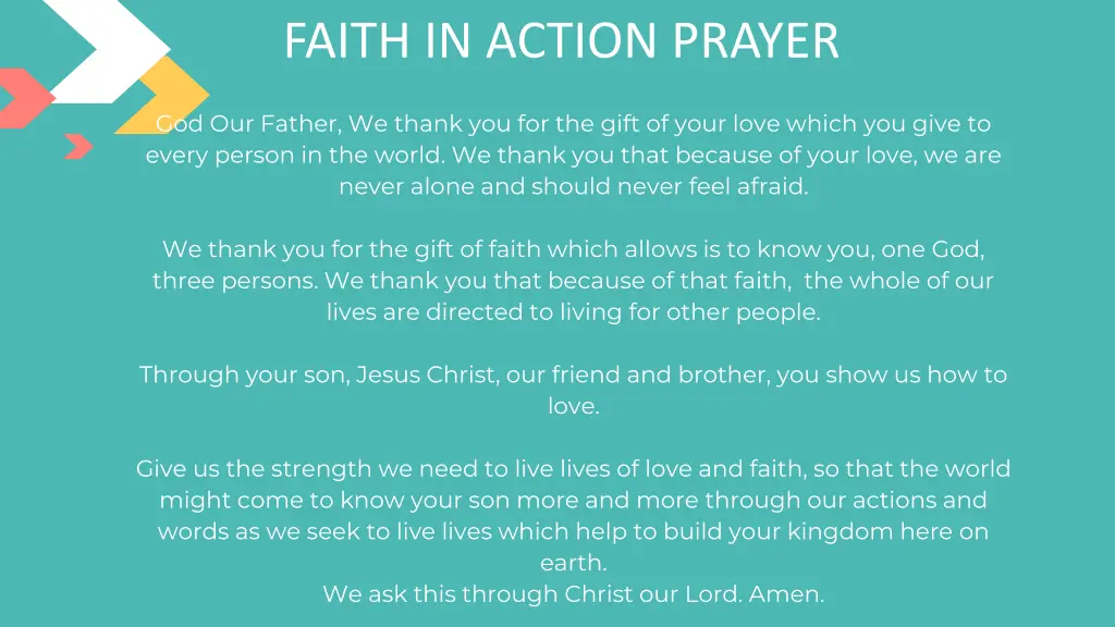faith in action prayer