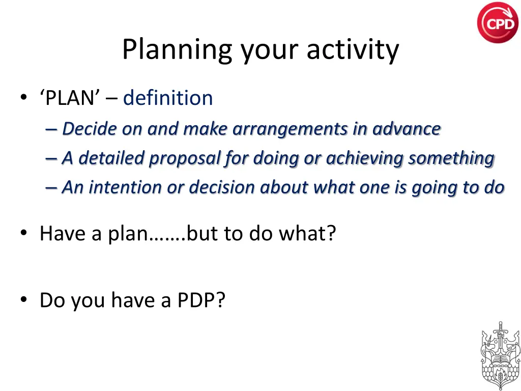 planning your activity