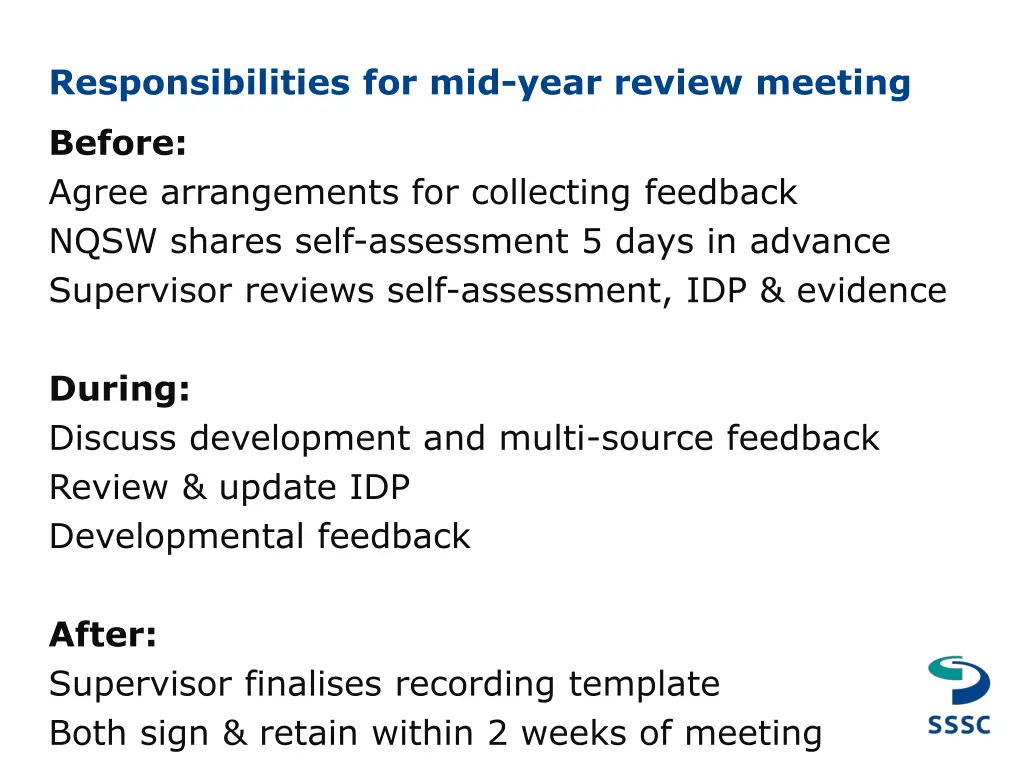 responsibilities for mid year review meeting