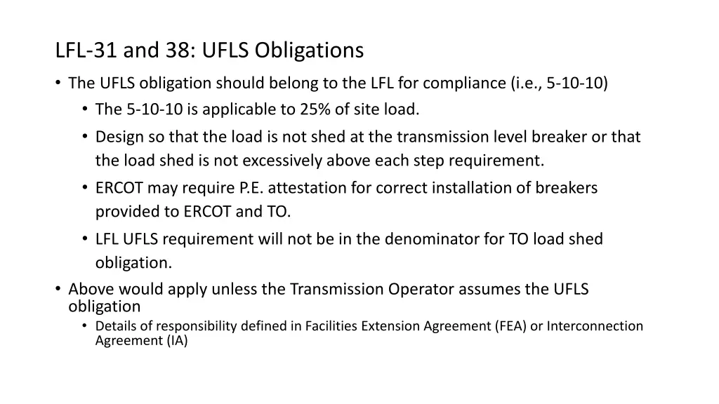 lfl 31 and 38 ufls obligations the ufls