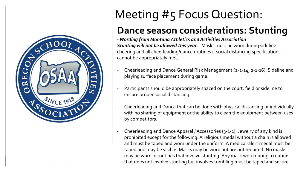 meeting 5 focus question dance season
