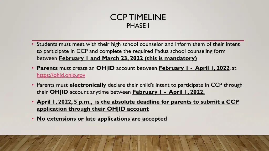 ccptimeline phase i