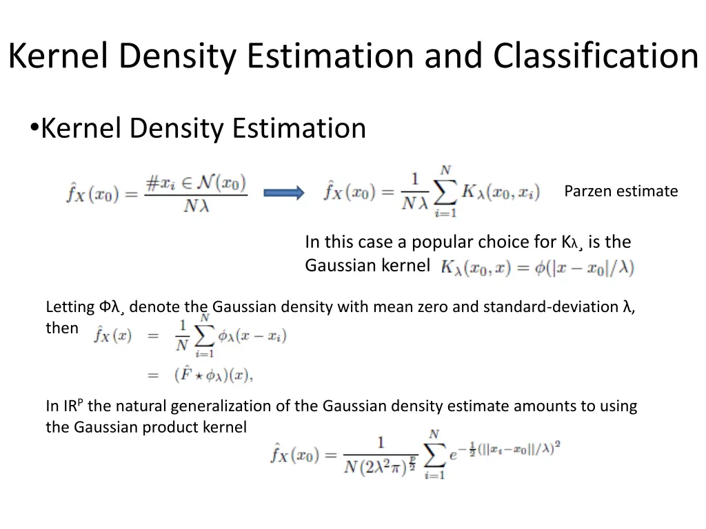 kernel density estimation and classification