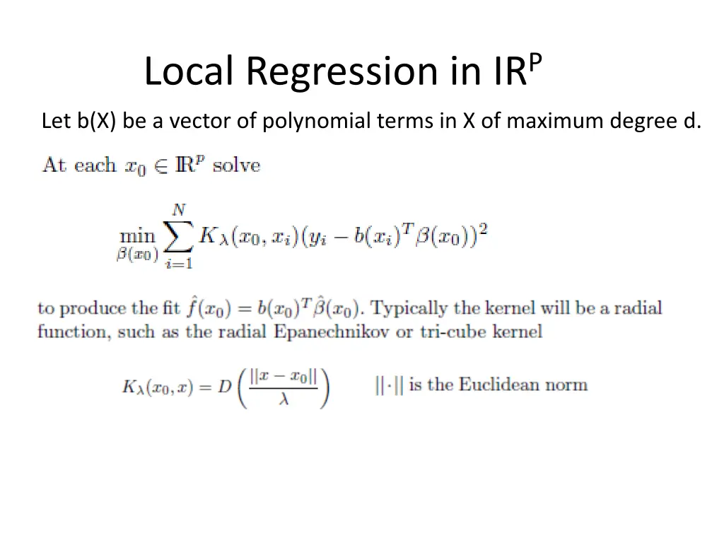 local regression in ir p