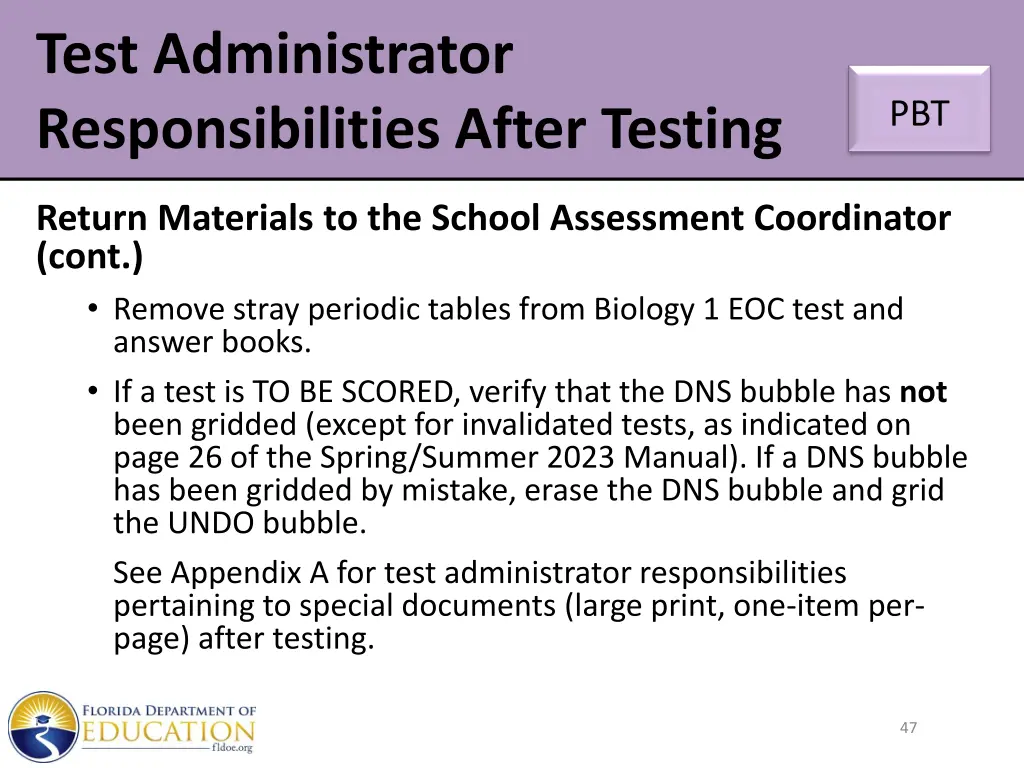 test administrator responsibilities after testing 2