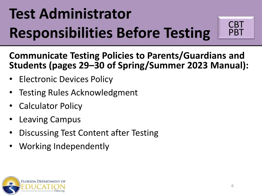 test administrator responsibilities before testing 1