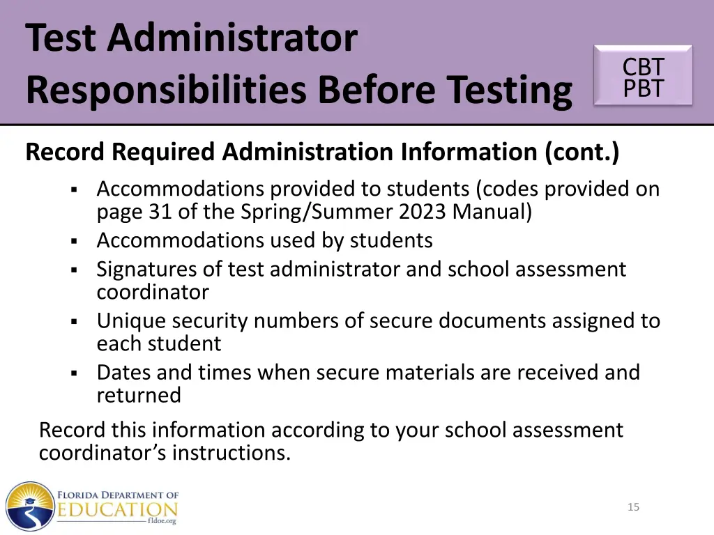 test administrator responsibilities before testing 10