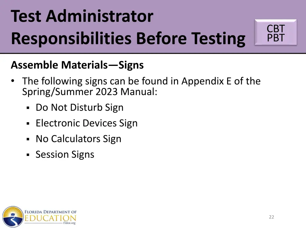 test administrator responsibilities before testing 17