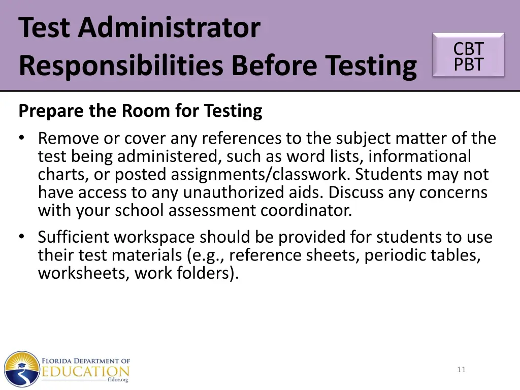 test administrator responsibilities before testing 6