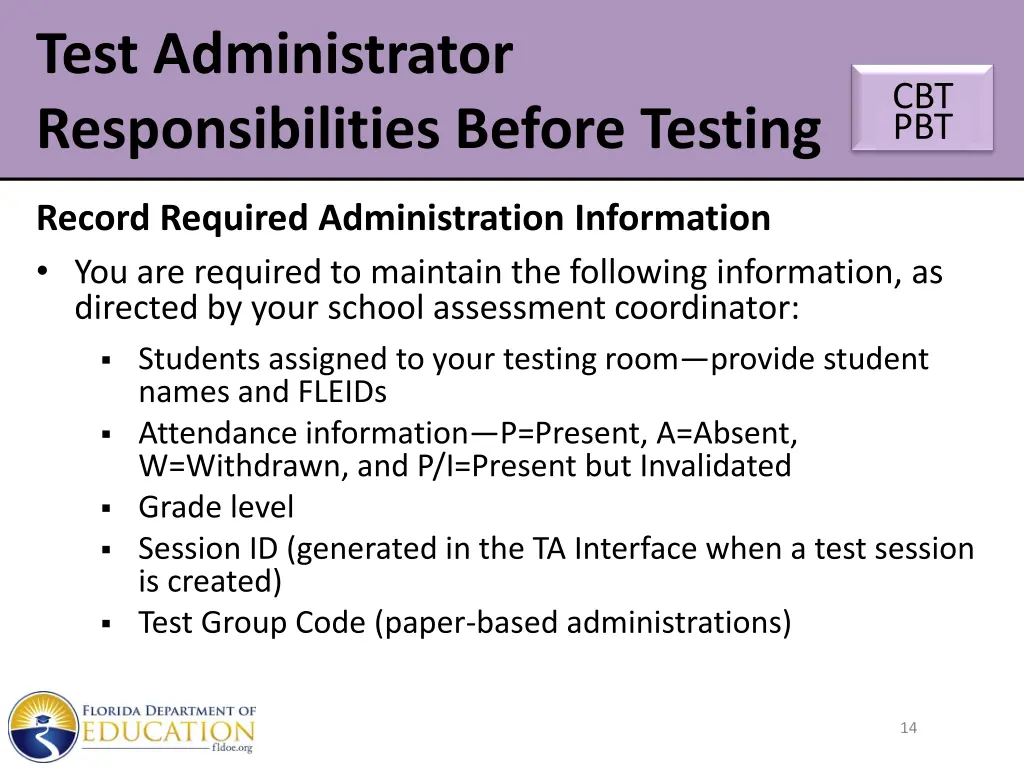 test administrator responsibilities before testing 9