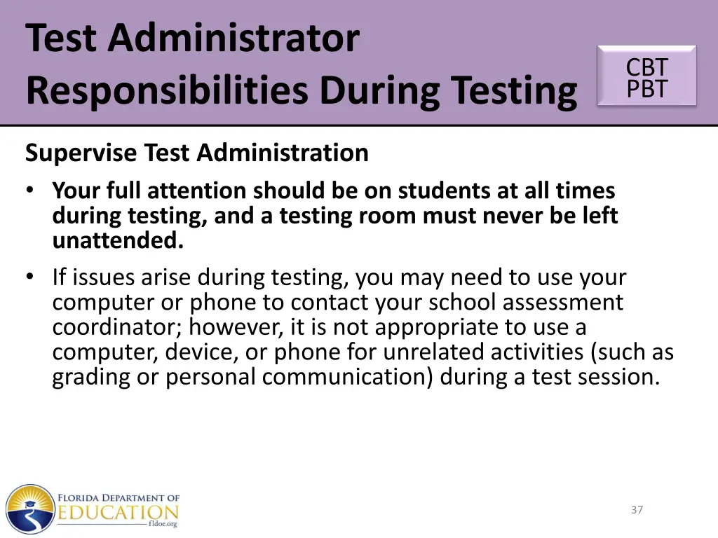 test administrator responsibilities during testing 10