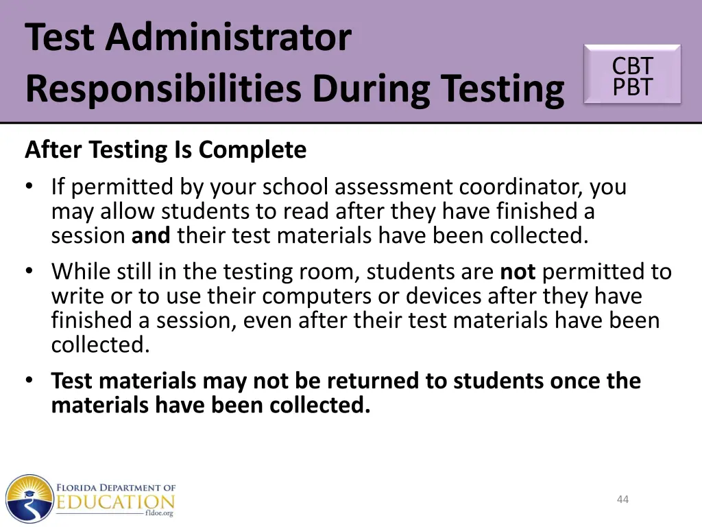 test administrator responsibilities during testing 17