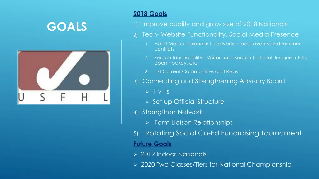 2018 goals