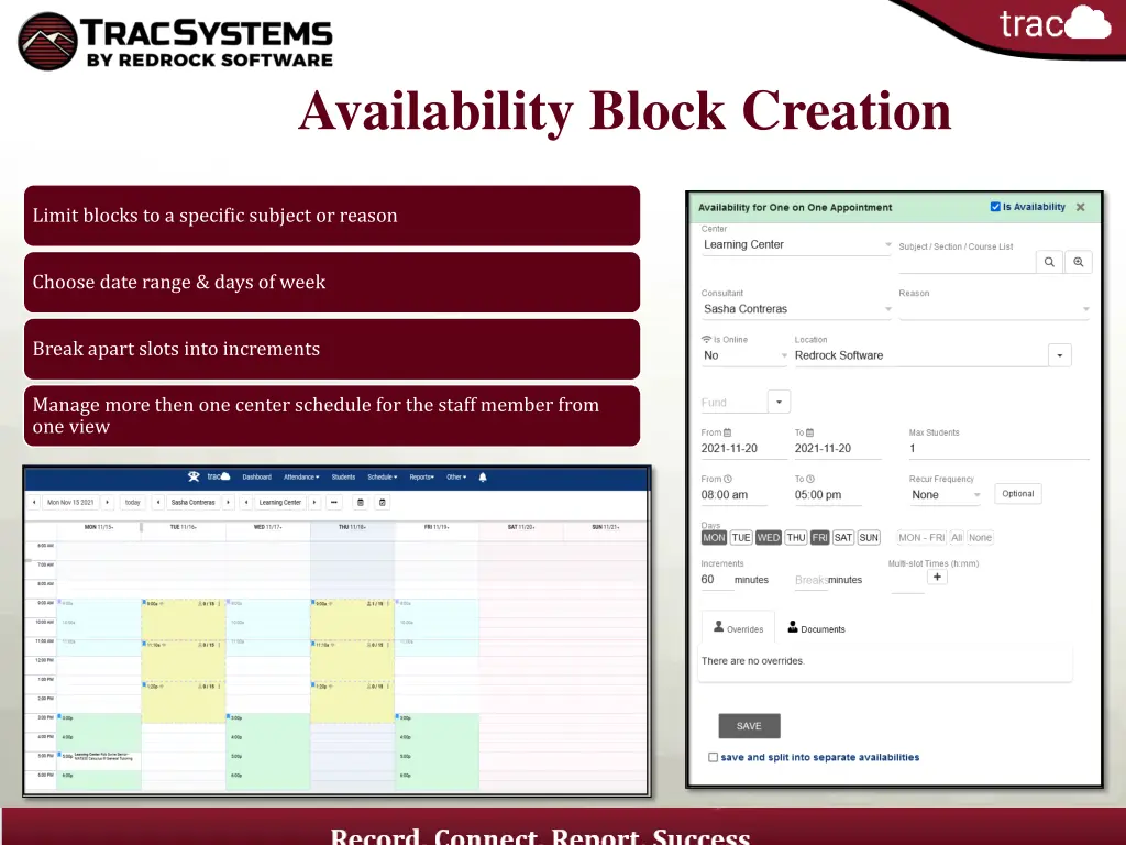 availability block creation