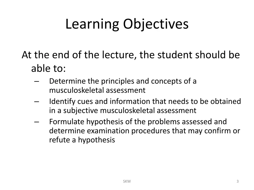 learning objectives