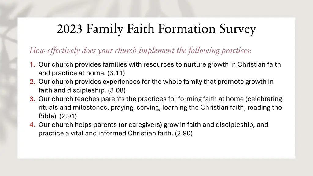 2023 family faith formation survey