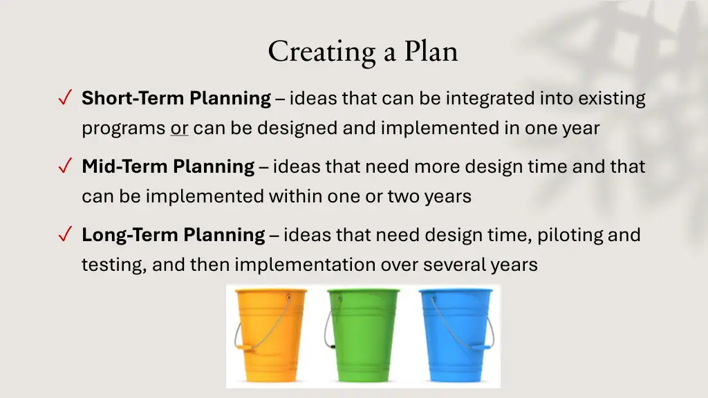 creating a plan