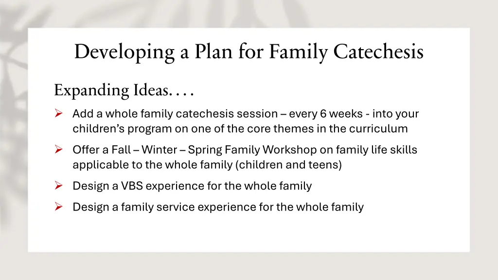 developing a plan for family catechesis 1