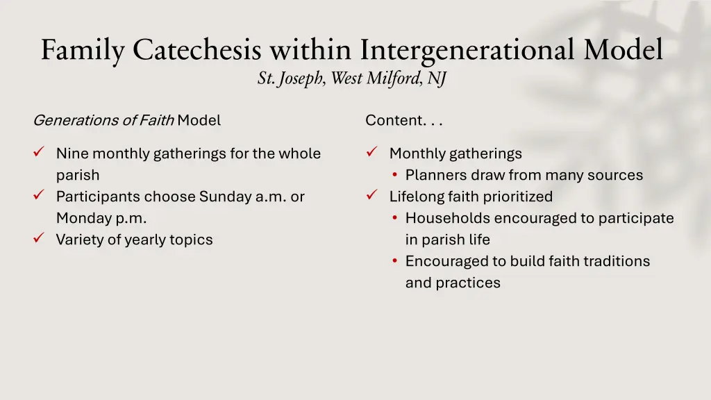 family catechesis within intergenerational model 1