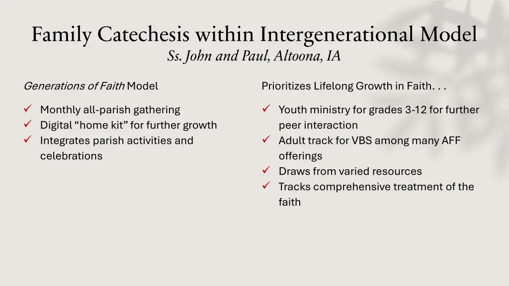 family catechesis within intergenerational model 2