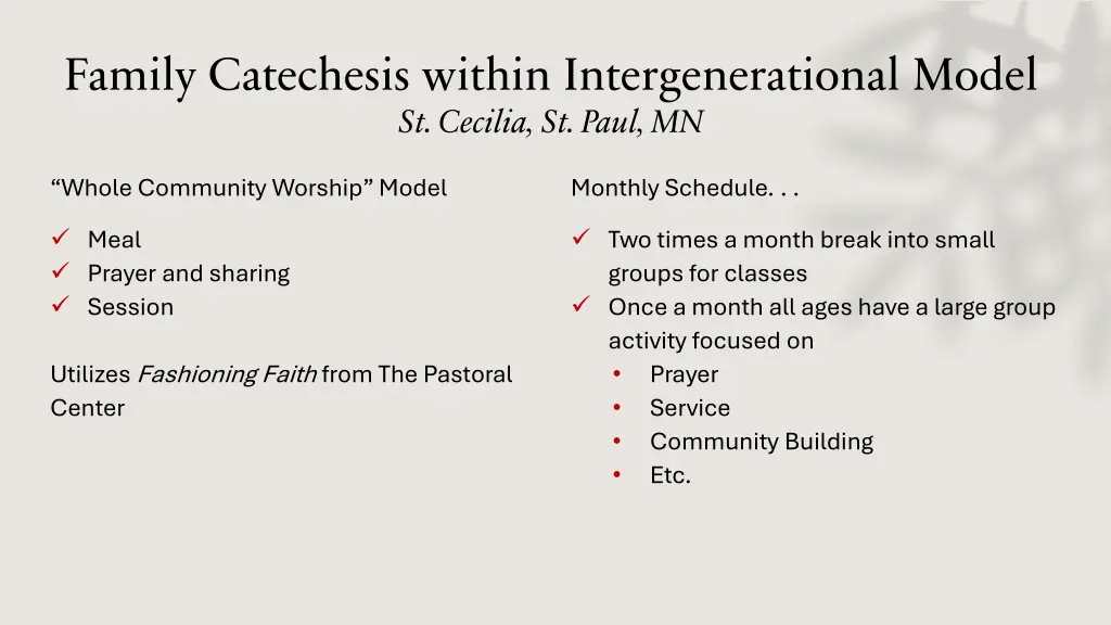 family catechesis within intergenerational model