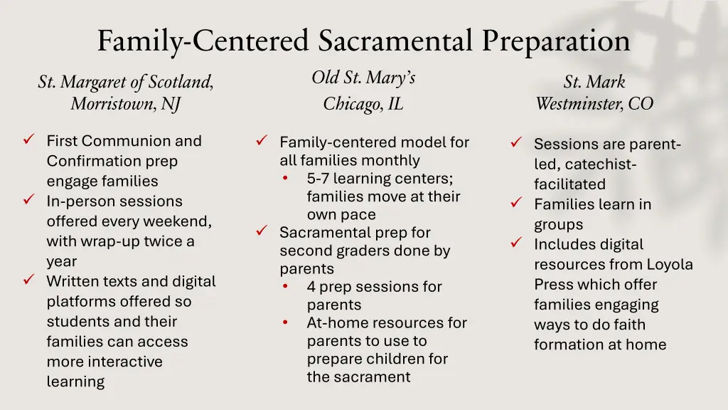 family centered sacramental preparation
