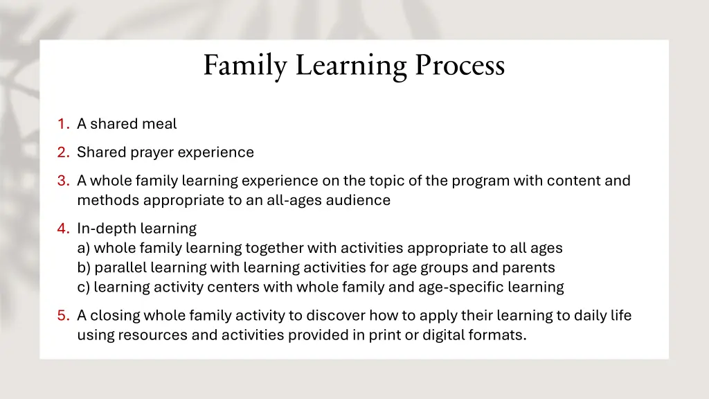 family learning process