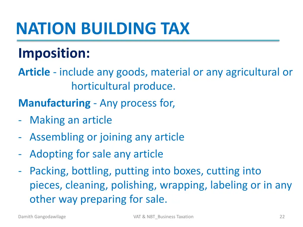 nation building tax imposition article include