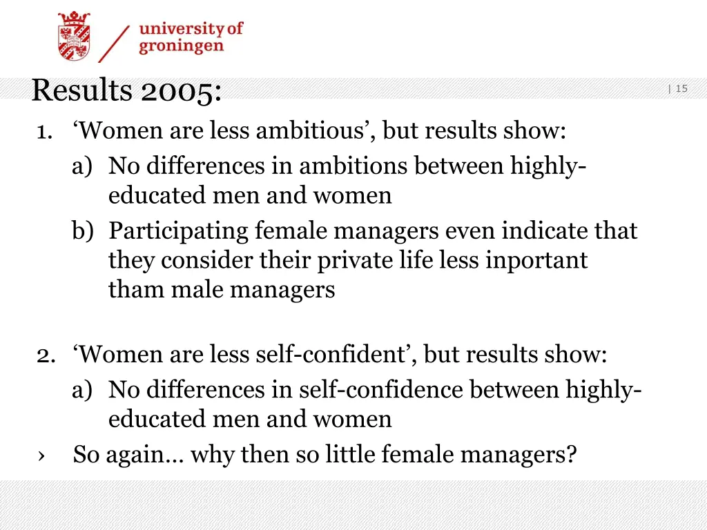 results 2005 1 women are less ambitious