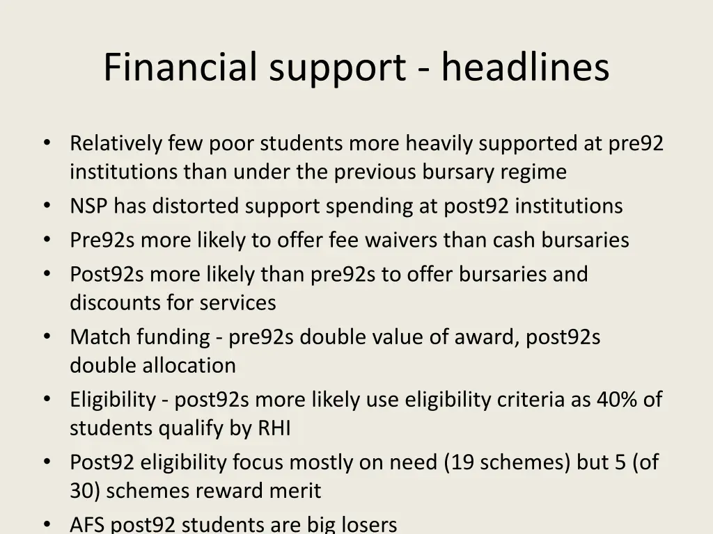 financial support headlines