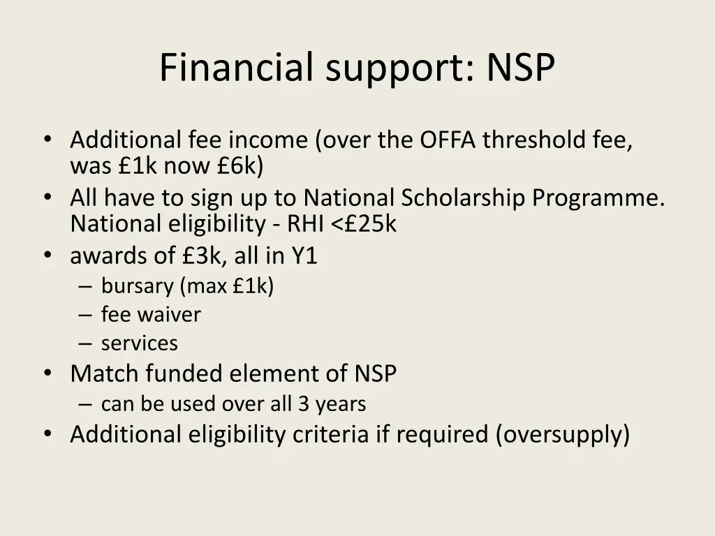 financial support nsp