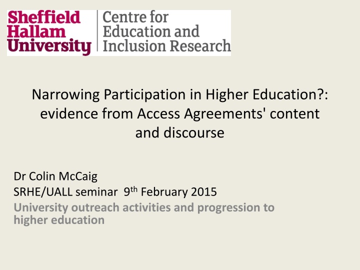 narrowing participation in higher education