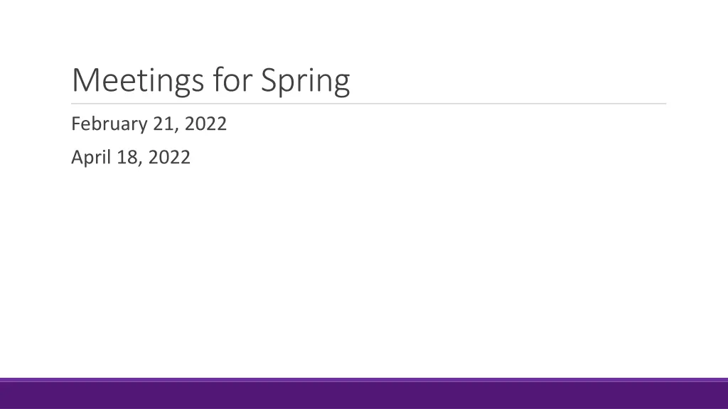 meetings for spring