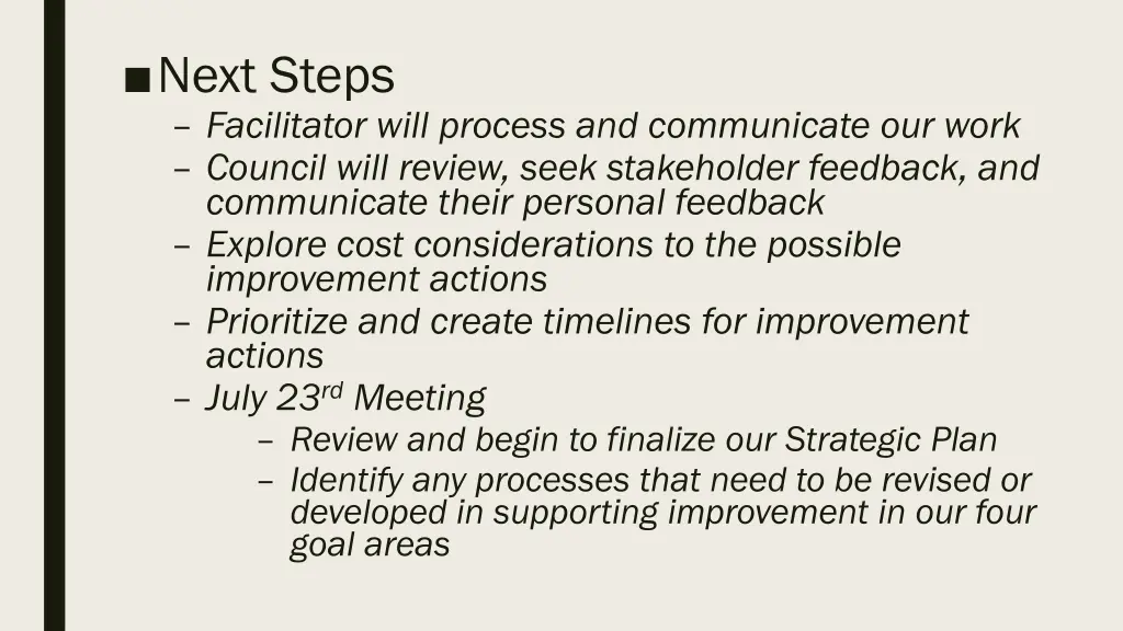 next steps facilitator will process