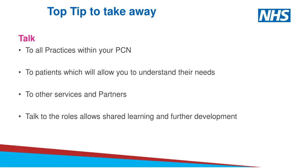 top tip to take away