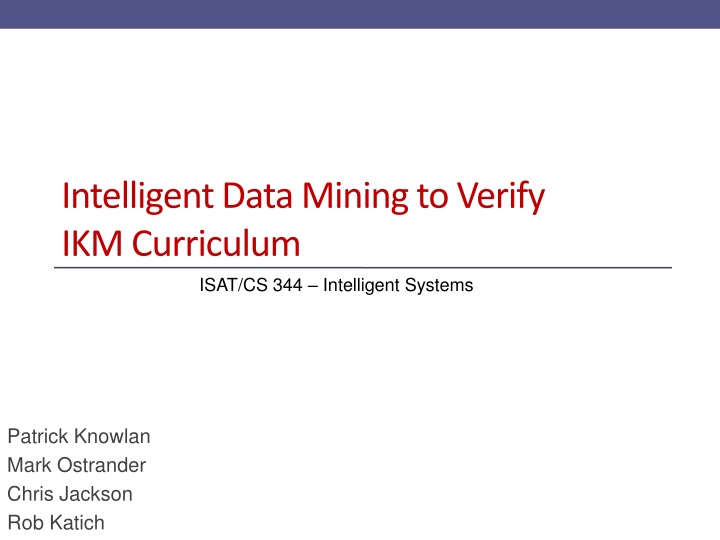 intelligentdatamining to verify ikm curriculum
