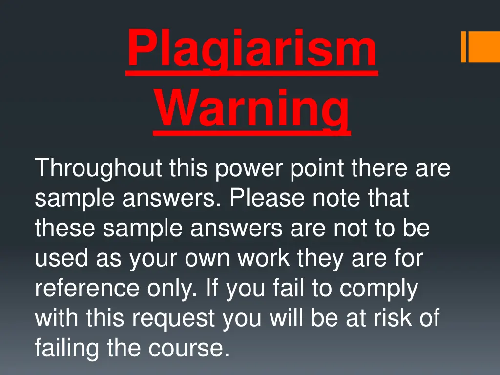 plagiarism warning