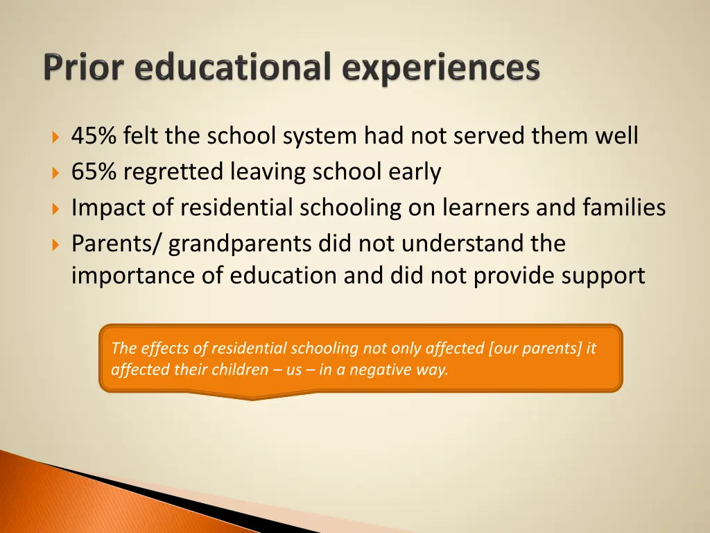 45 felt the school system had not served them well