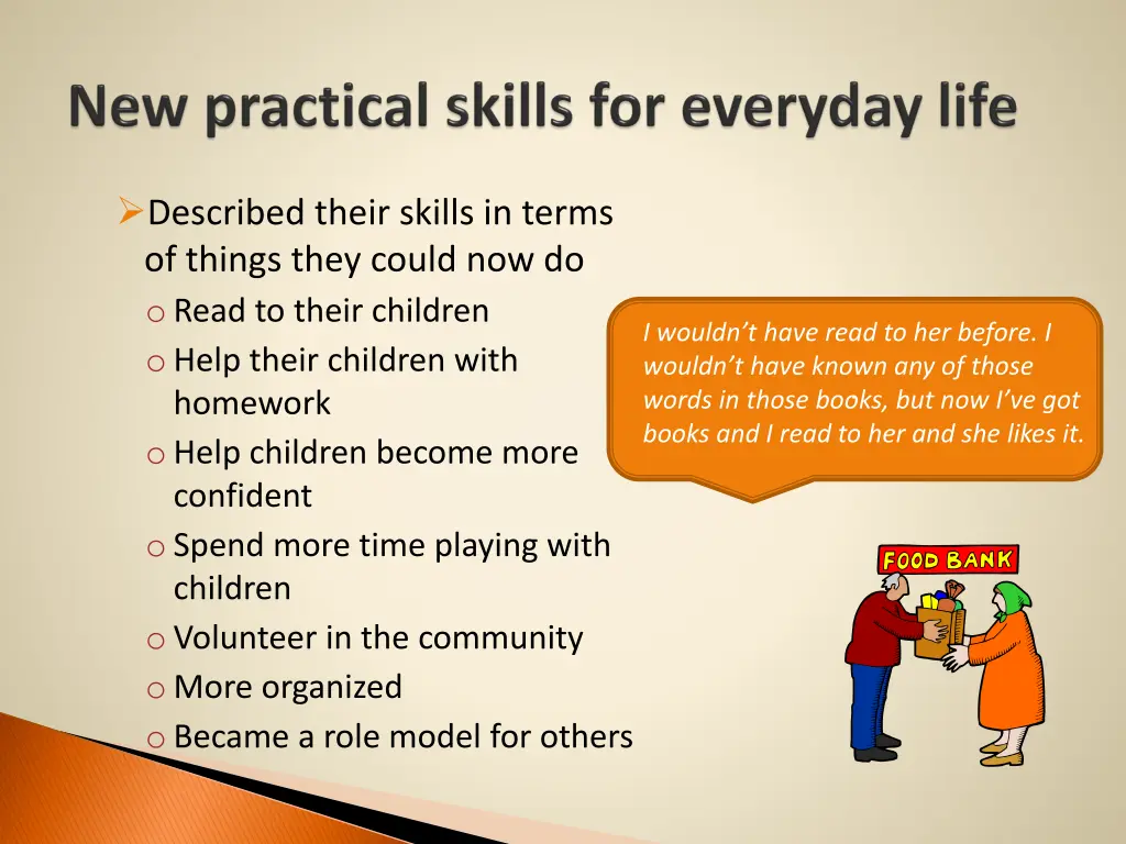 described their skills in terms of things they