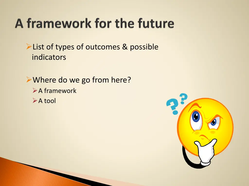 list of types of outcomes possible indicators