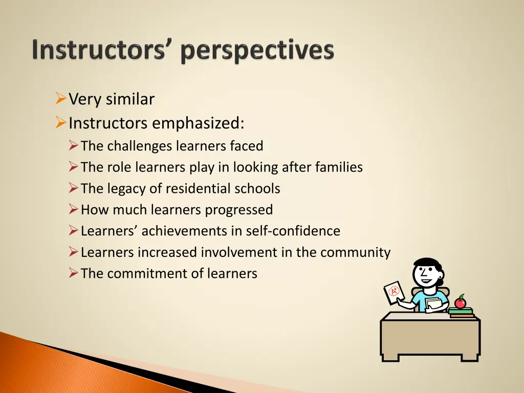 very similar instructors emphasized
