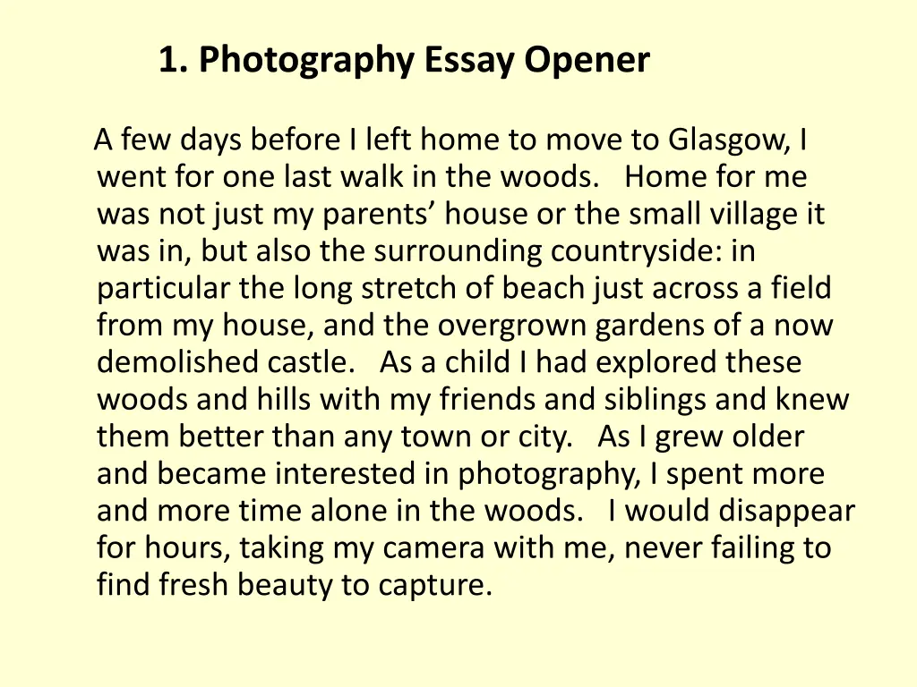 1 photography essay opener