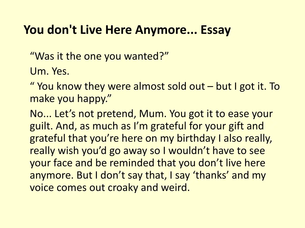 you don t live here anymore essay