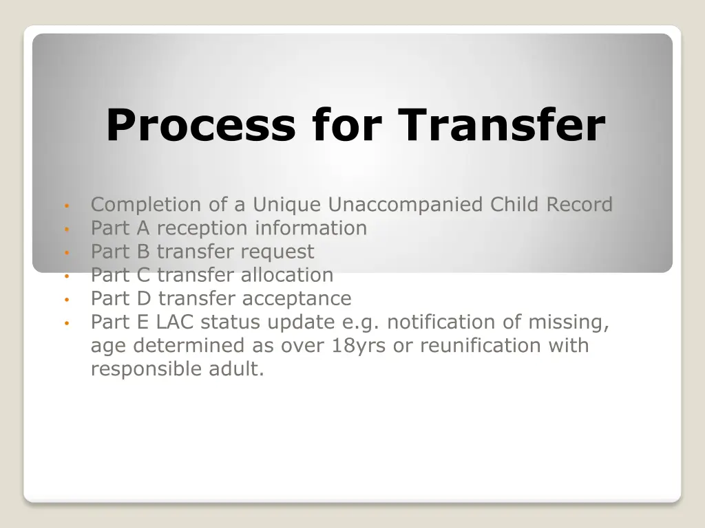 process for transfer