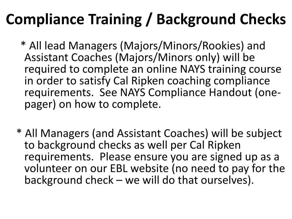 compliance training background checks