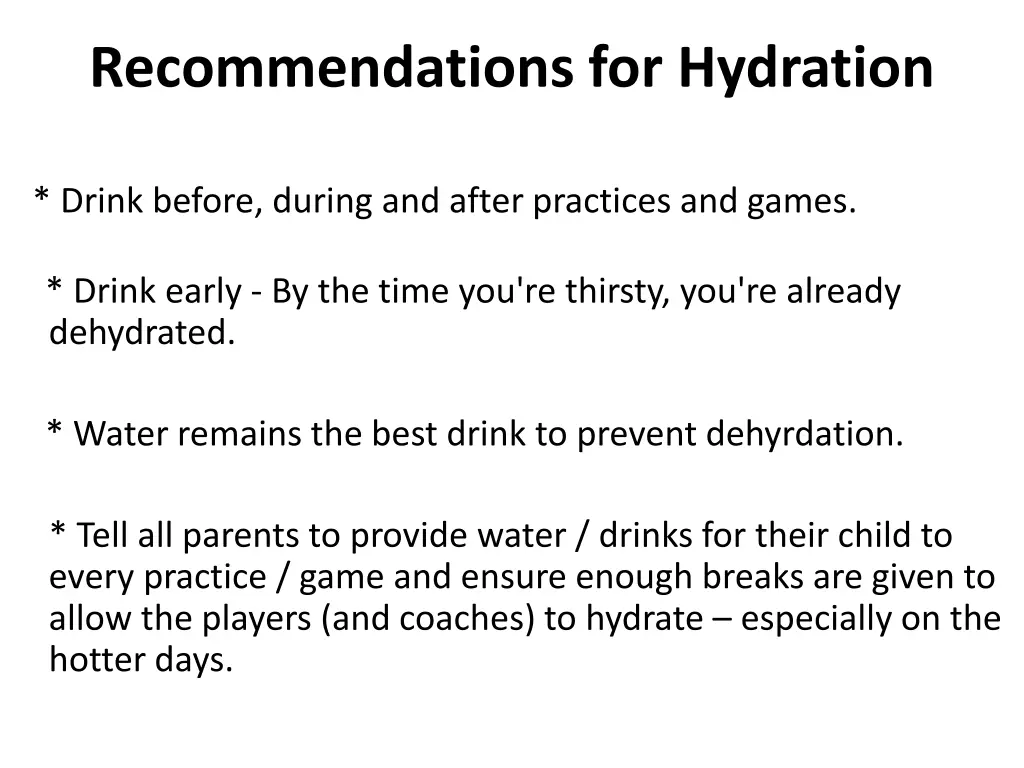 recommendations for hydration