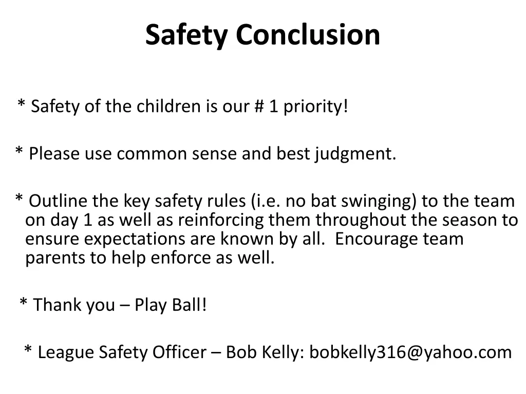 safety conclusion