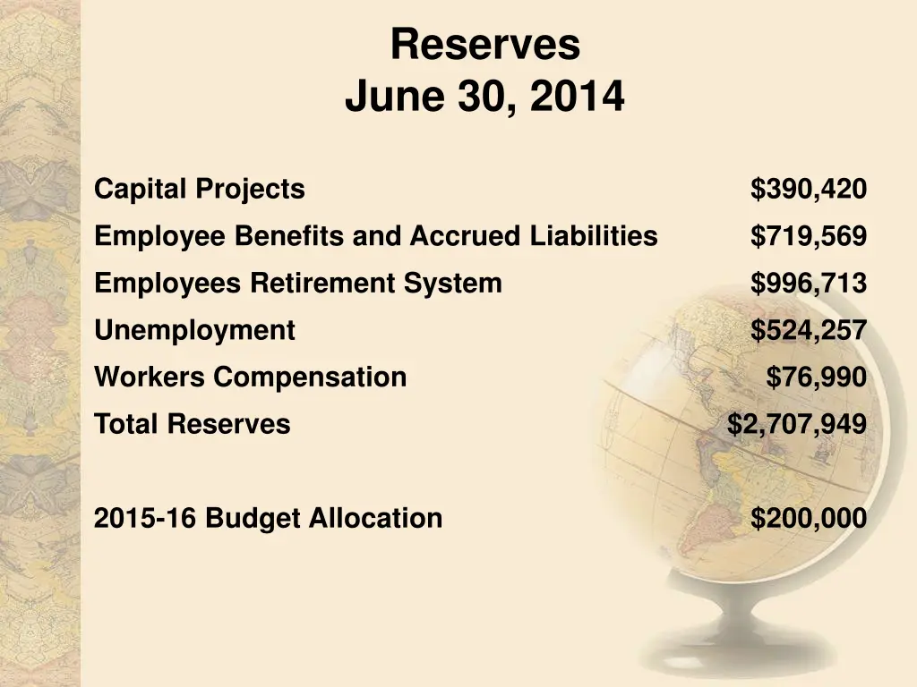 reserves june 30 2014